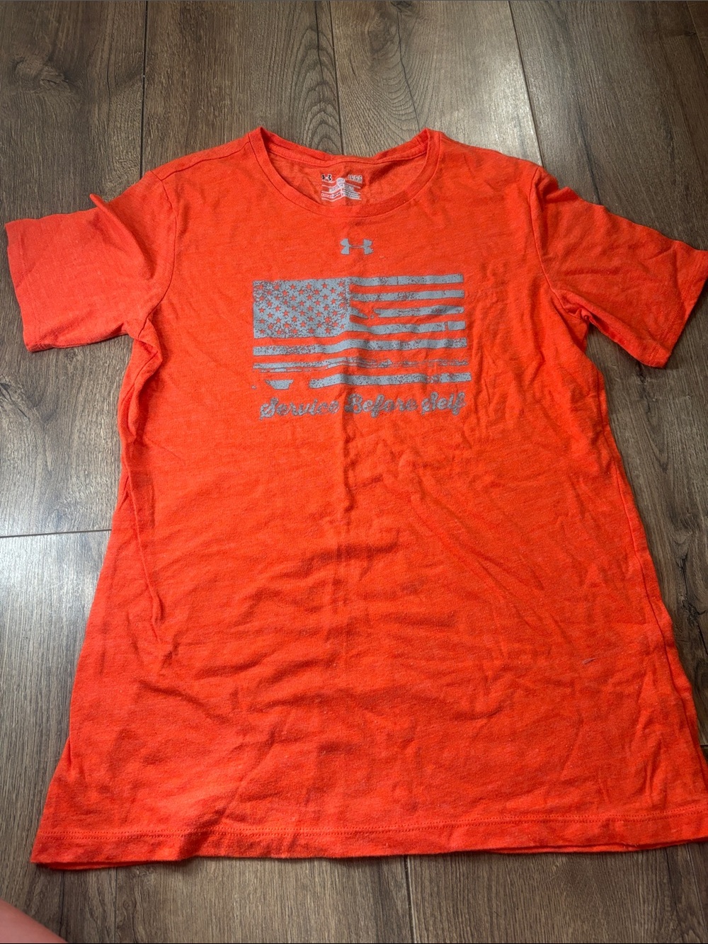 Under Armour Orange Short Sleeve Tee with Reflective Flag